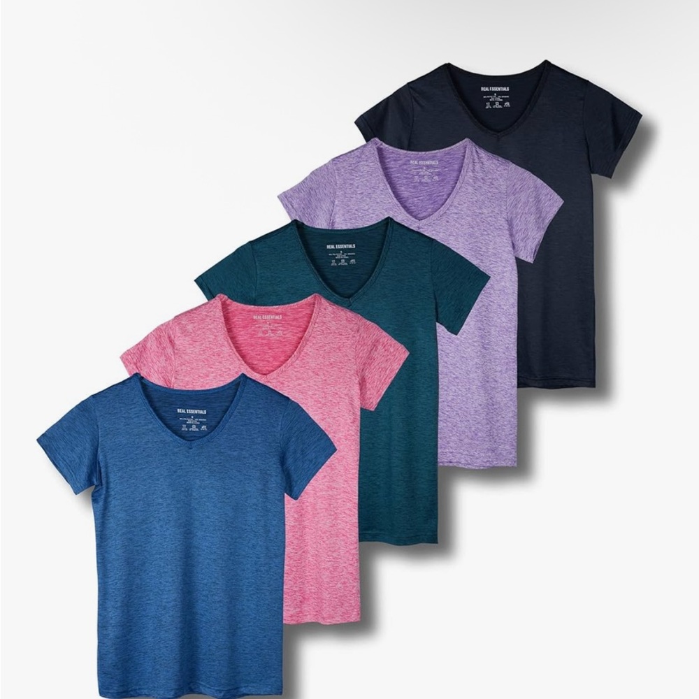 Essentials V-Neck T-Shirts - Blue, Pink, Purple, Green, Black
